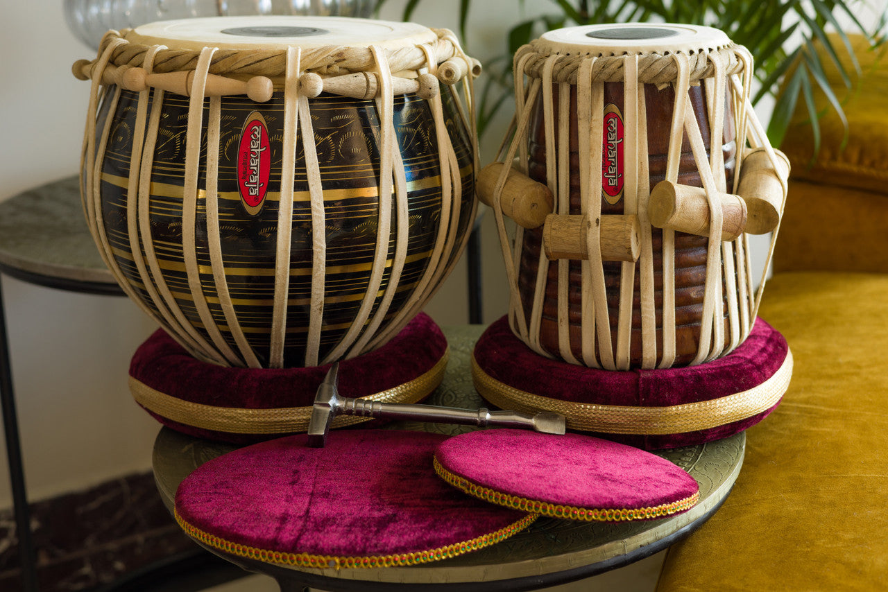 MAHARAJA Black Color Tabla, 3Kg Brass Bayan Sheesham Dayan, Hammer EA