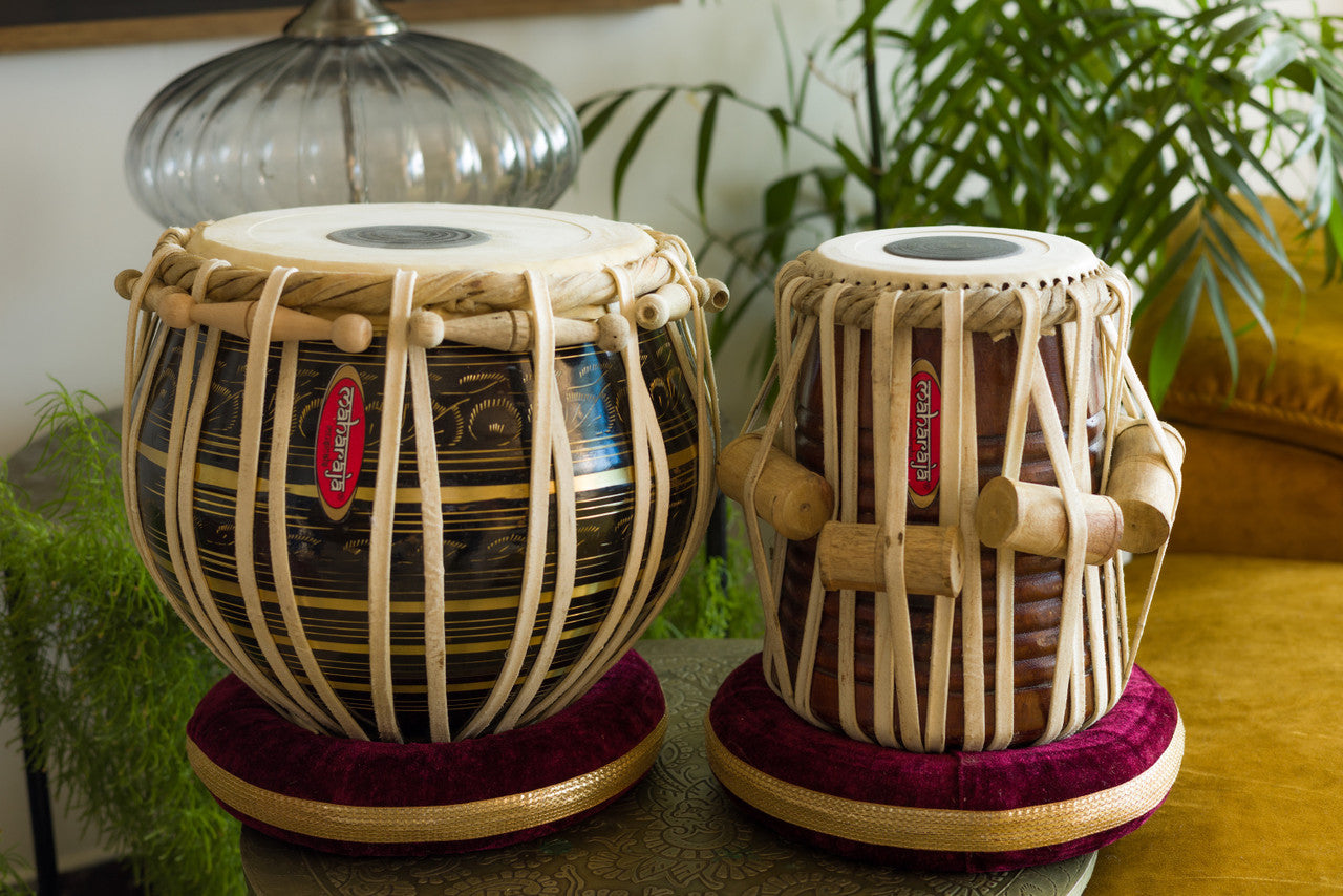 MAHARAJA Black Color Tabla, 3Kg Brass Bayan Sheesham Dayan, Hammer EA