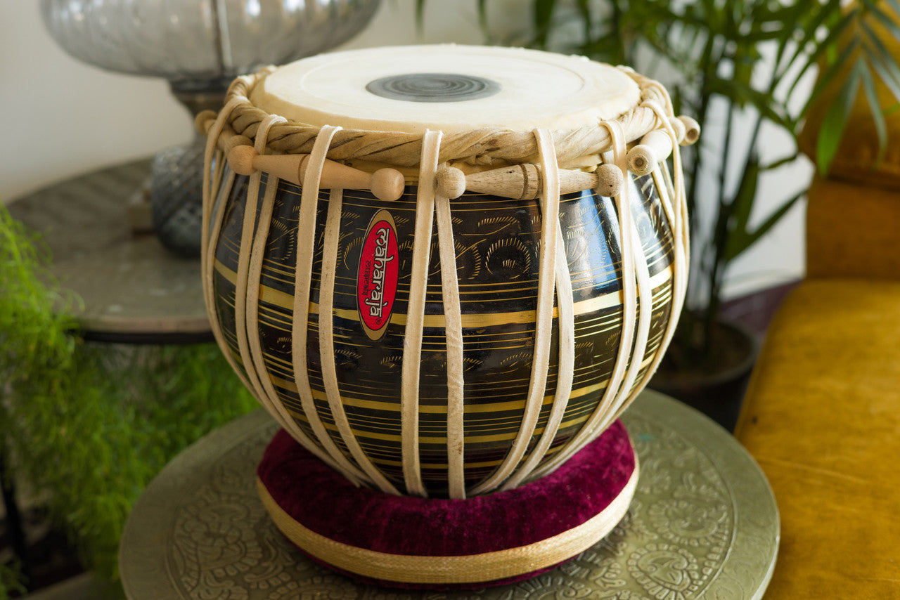 MAHARAJA Black Color Tabla, 3Kg Brass Bayan Sheesham Dayan, Hammer EA