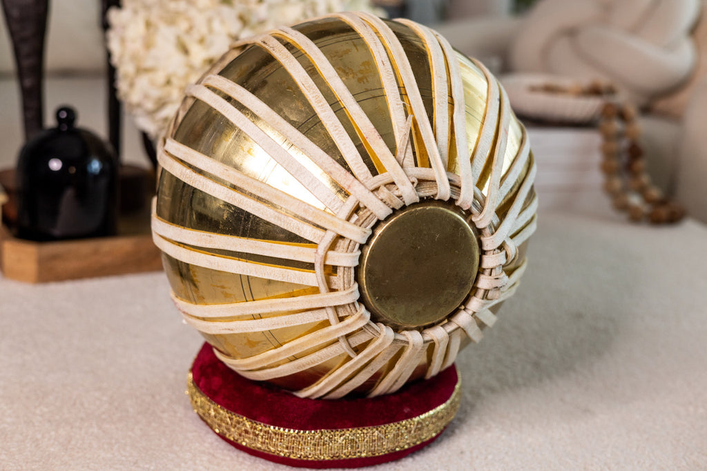 MAHARAJA Golden Tabla Set, 3 Kg Brass Bayan, Finest Dayan, Hammer - CH