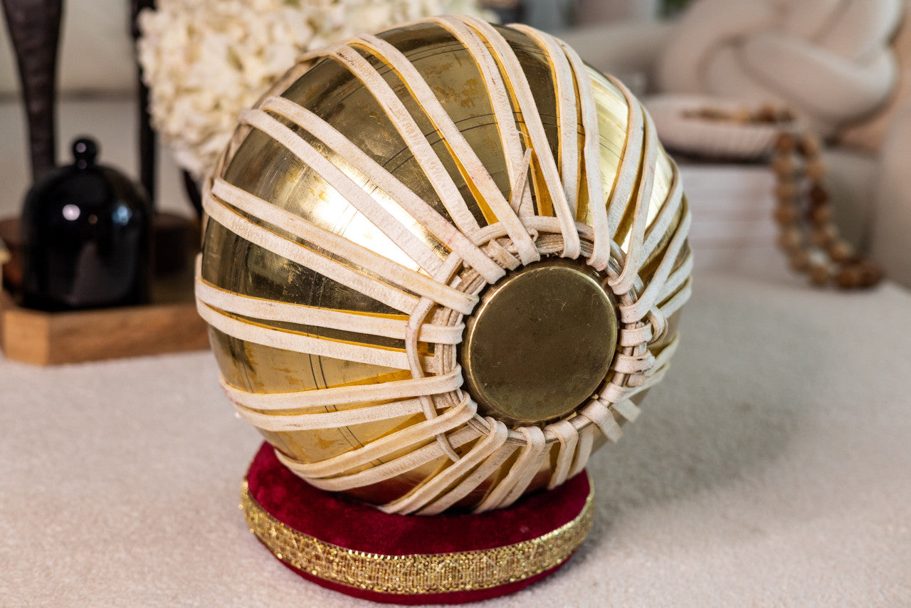MAHARAJA Golden Tabla Set, 3 Kg Brass Bayan, Finest Dayan, Hammer - CH