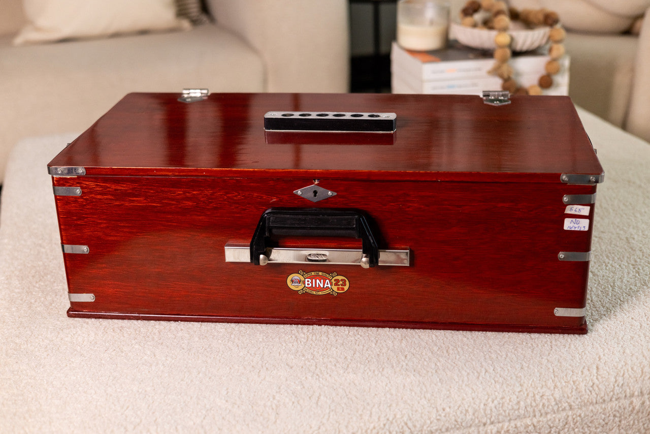 BINA NO. 23B Kirtan Harmonium, Folding, 2 Reed 3.5 Octave, Coupler AGH