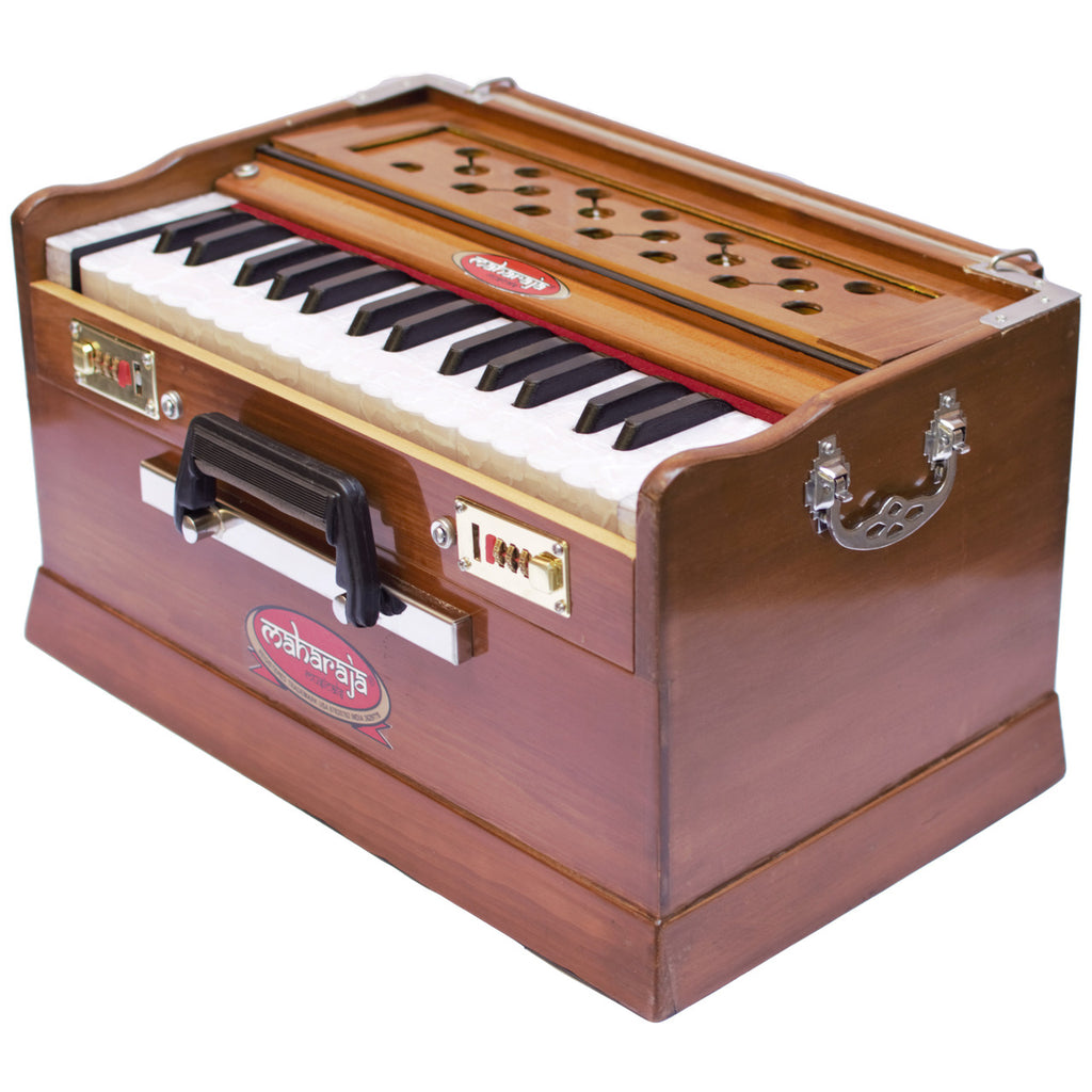 Maharaja Musicals, Portable Harmonium, Small, 2 1/4 Octaves Saptak, 3 Fold Bellow, 17x10x10 Inch, Handle, Bag, Kirtan Yoga Companion PH1