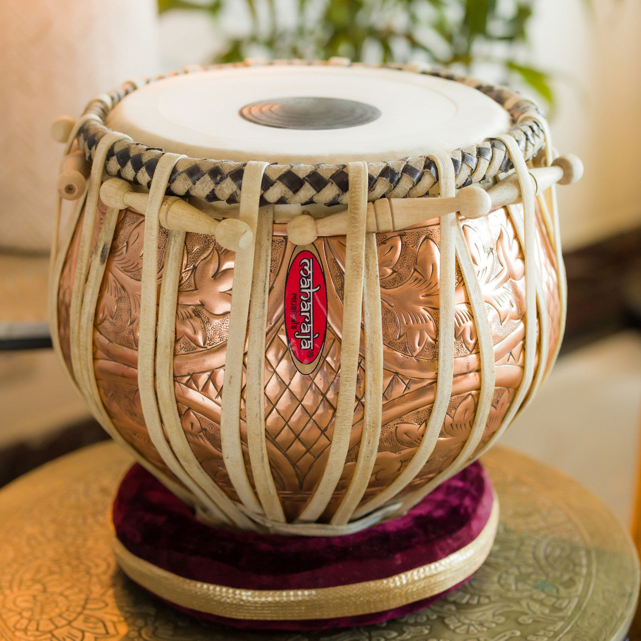 MAHARAJA MUSICALS Designer Tabla, 3.5KG Copper Bayan Finest Dayan, Hammer CJH