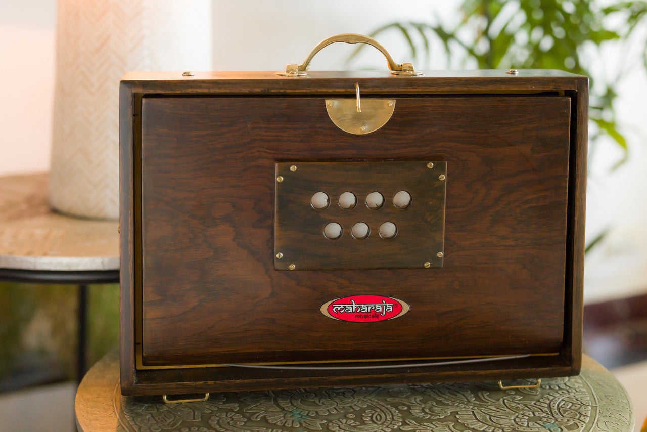 MAHARAJA MUSICALS Premium Shruti Box, Teak Wood, Medium, Espresso Color SBE-M