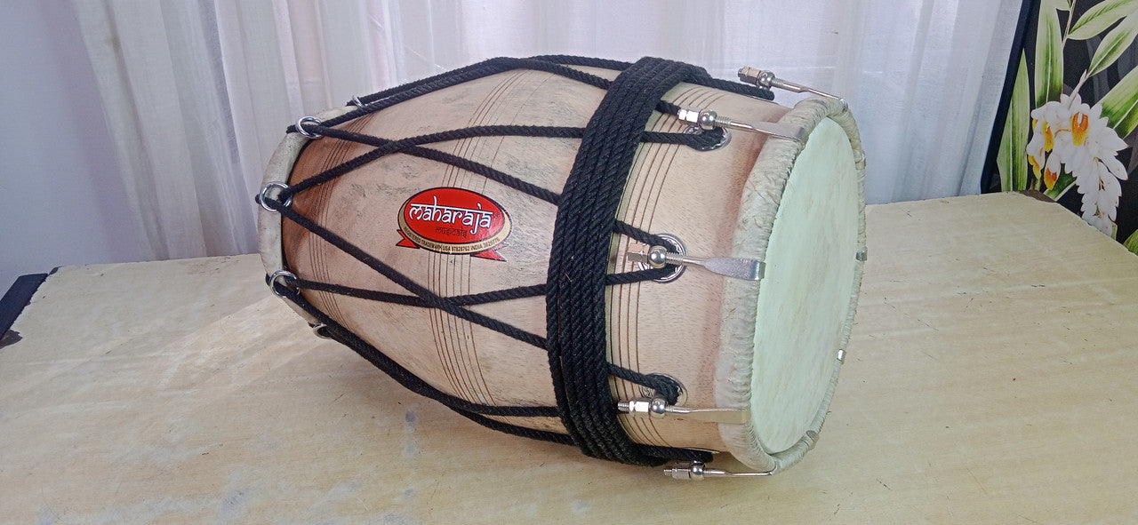 MAHARAJA MUSICALS Sheesham Wood Professional Dholak/Dholki, Rope-Tuned, Bag - No. BBC