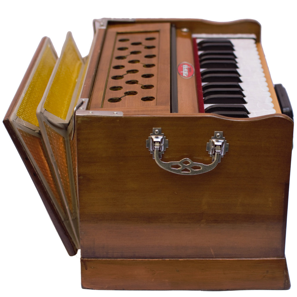 Maharaja Musicals, Portable Harmonium, Small, 2 1/4 Octaves Saptak, 3 Fold Bellow, 17x10x10 Inch, Handle, Bag, Kirtan Yoga Companion PH1