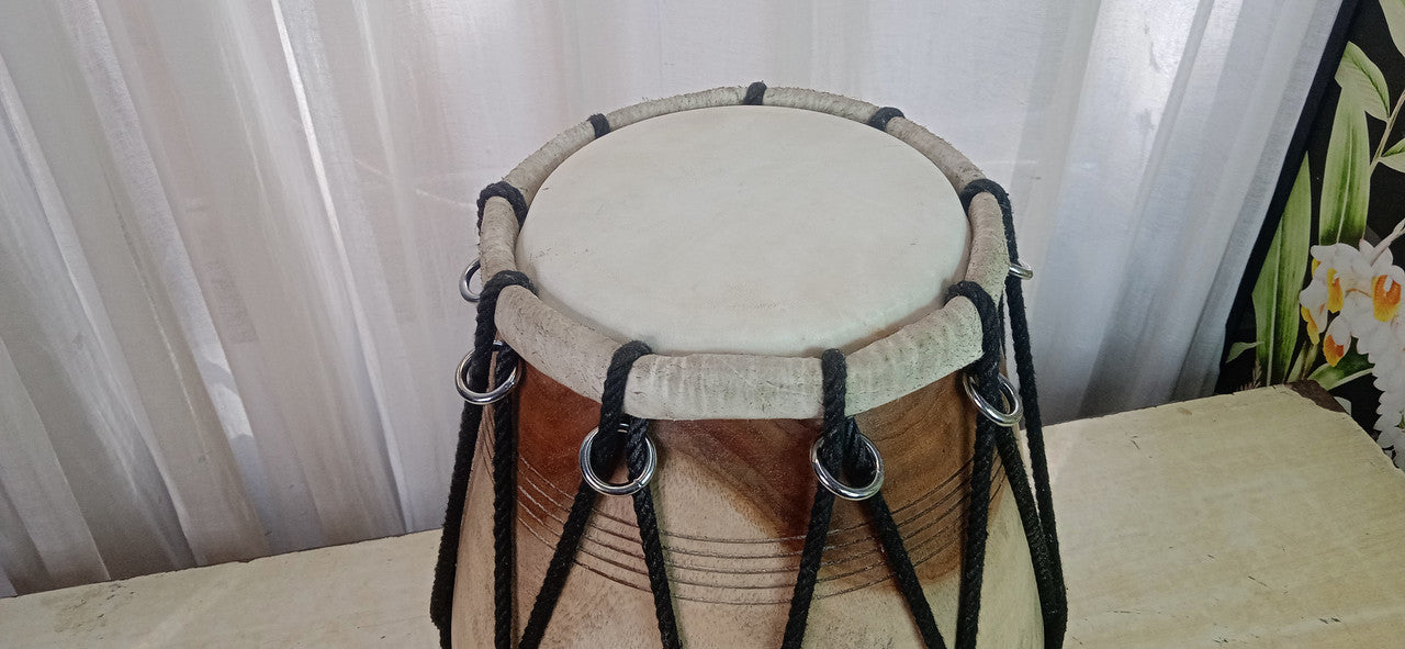 MAHARAJA MUSICALS Sheesham Wood Professional Dholak/Dholki, Rope-Tuned, Bag - No. BBC