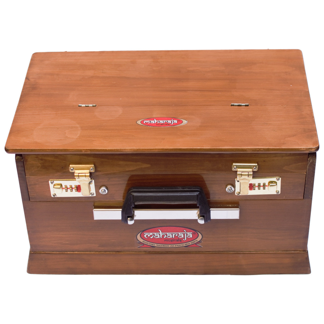 Maharaja Musicals, Portable Harmonium, Small, 2 1/4 Octaves Saptak, 3 Fold Bellow, 17x10x10 Inch, Handle, Bag, Kirtan Yoga Companion PH1