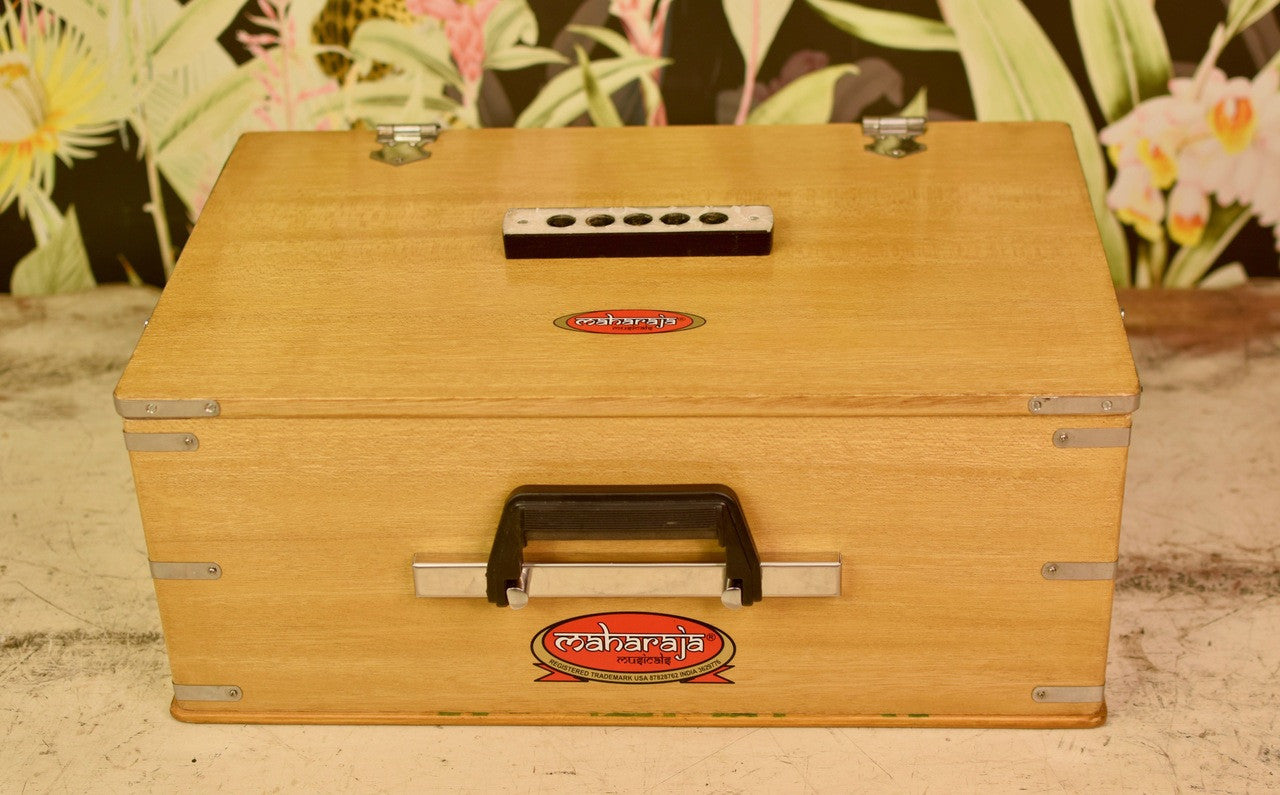 Maharaja Musicals, Portable Kirtan Harmonium, Portable Flight Model, Natural Color, Multifold Bellows, 32 keys, 19 x 12 x 13.5 inches,  Bag, Kirtan Yoga Companion KHF2