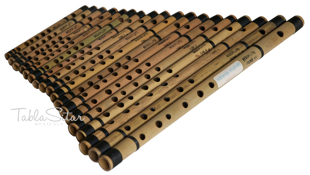 MAHARAJA Set of 18 Pcs Basic Bansuri - Indian Bamboo Flute Set ABE