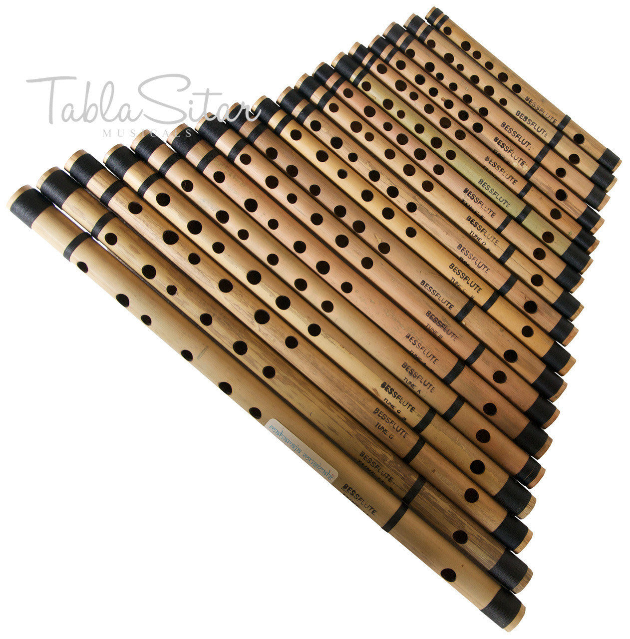 MAHARAJA Set of 18 Pcs Basic Bansuri - Indian Bamboo Flute Set ABE