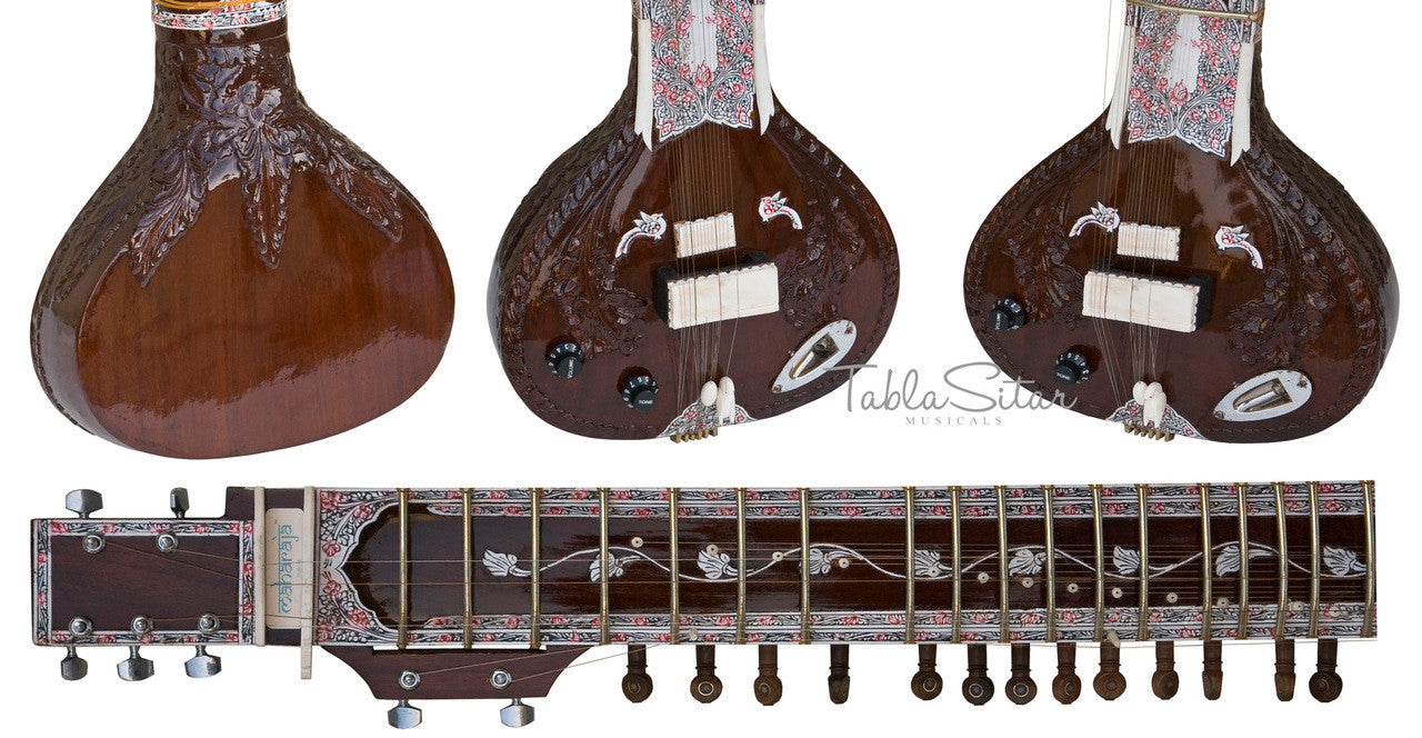 MAHARAJA Electric Sitar, Flower Design, Studio, Vol & Tone Control ACH