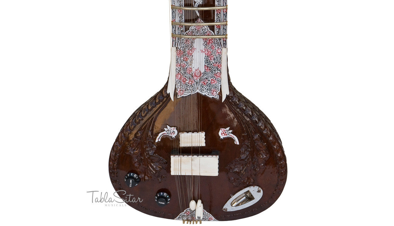 MAHARAJA Electric Sitar, Flower Design, Studio, Vol & Tone Control ACH