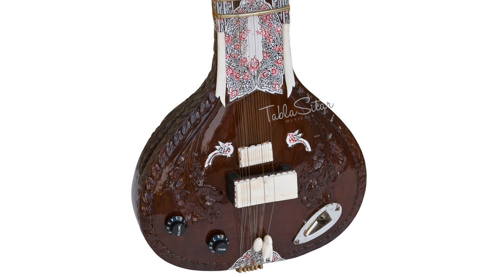 MAHARAJA Electric Sitar, Flower Design, Studio, Vol & Tone Control ACH