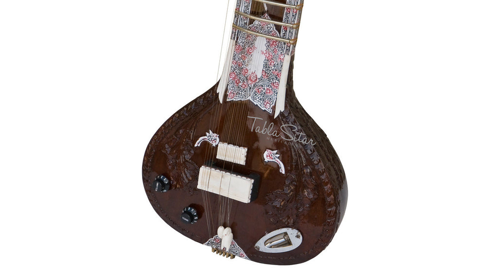 MAHARAJA Electric Sitar, Flower Design, Studio, Vol & Tone Control ACH