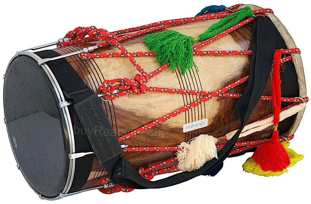MAHARAJA MUSICALS Natural Shesham Wood Punjabi Bhangra Dhol - ADA