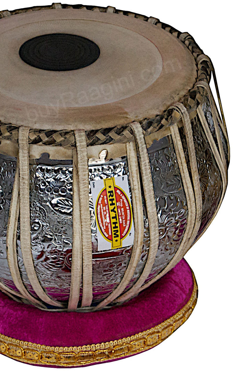 MUKTA DAS Ganesha Chromed Tabla, 4KG Copper Bayan, Dayan, Hammer AEA