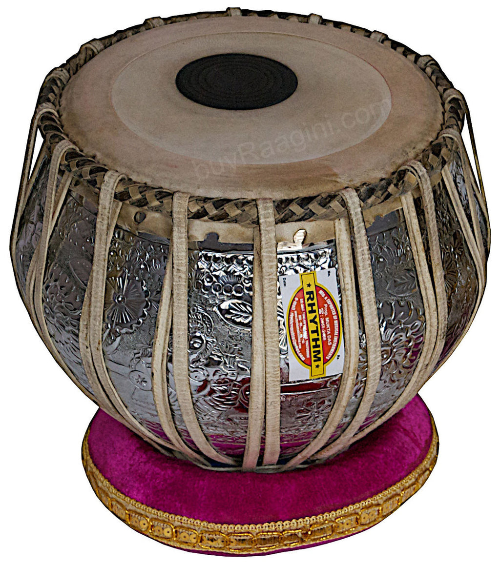 MUKTA DAS Ganesha Chromed Tabla, 4KG Copper Bayan, Dayan, Hammer AEA