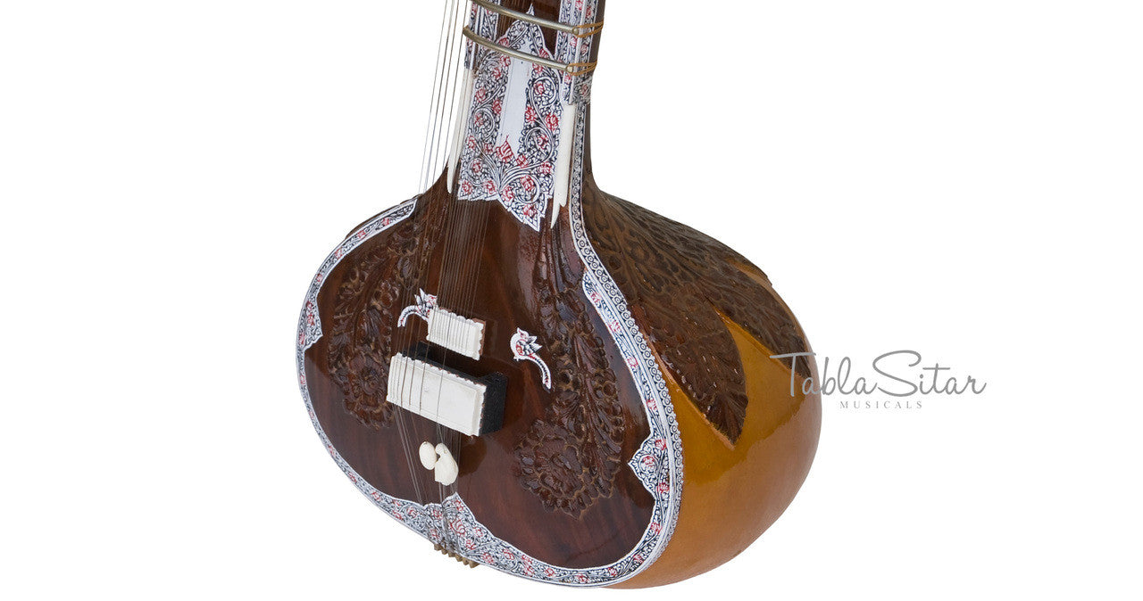 MAHARAJA Peacock Sitar, Ravi Shankar, Double Toomba, Fiber Case AEE