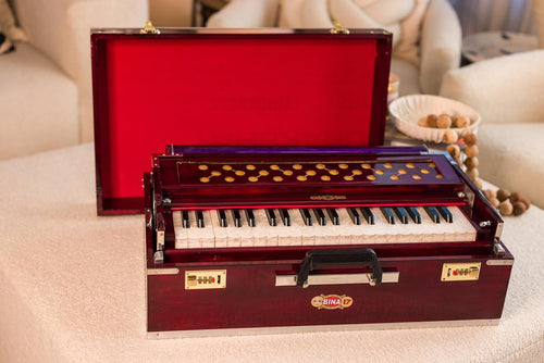 BINA NO. 17 Deluxe Portable Harmonium, 2 Reed 3.5 Octave, Mahogany AGG