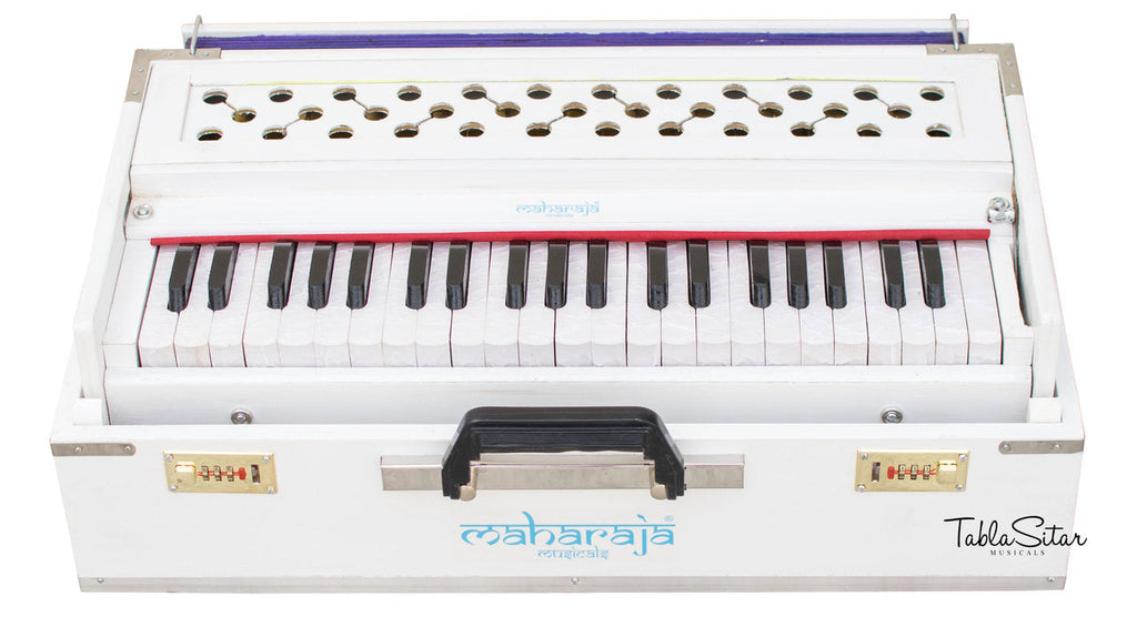 Maharaja Musicals Safri Harmonium, Folding, Coupler, White, 42 Keys