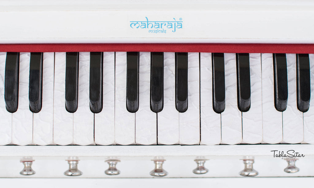 Maharaja Musicals Safri Harmonium, Folding, Coupler, White, 42 Keys
