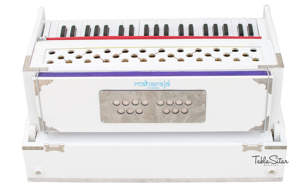 Maharaja Musicals Safri Harmonium, Folding, Coupler, White, 42 Keys
