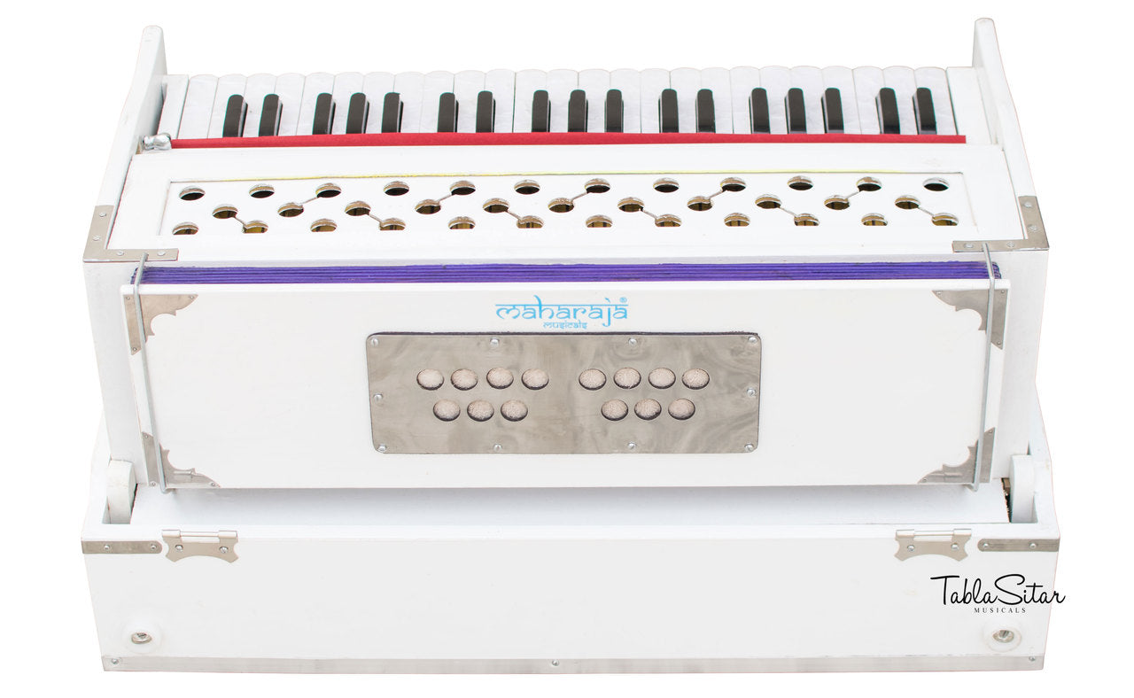 Maharaja Musicals Safri Harmonium, Folding, Coupler, White, 42 Keys