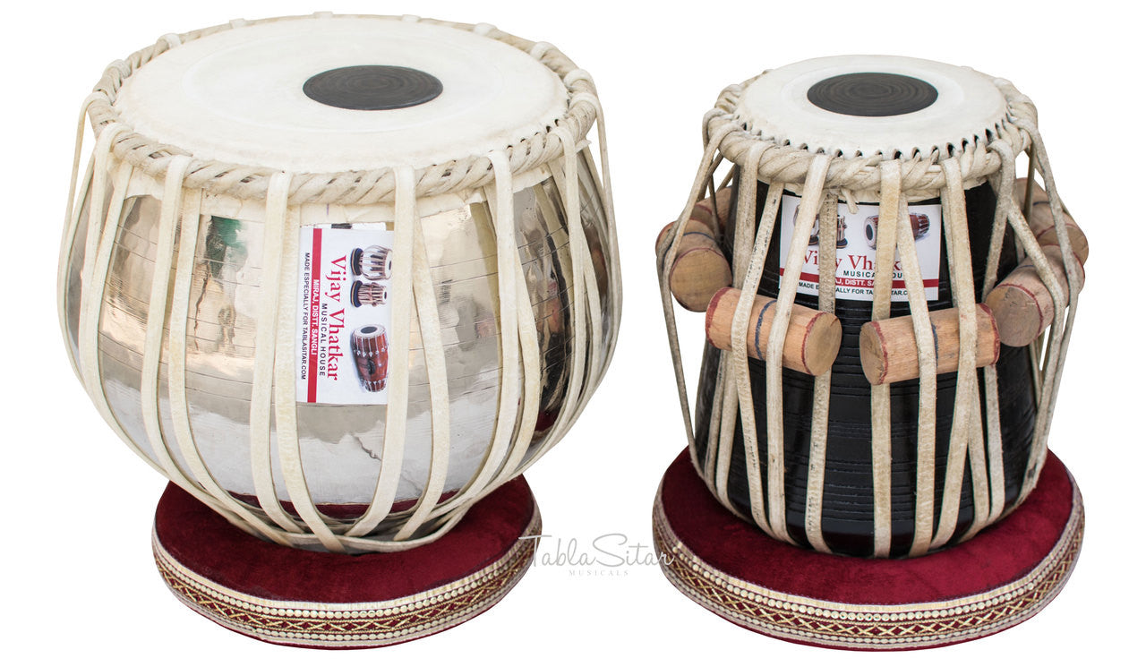 V VHATKAR Tabla, 4KG Brass Bayan, Shisham Dayan, Hammer, Cushions BBB