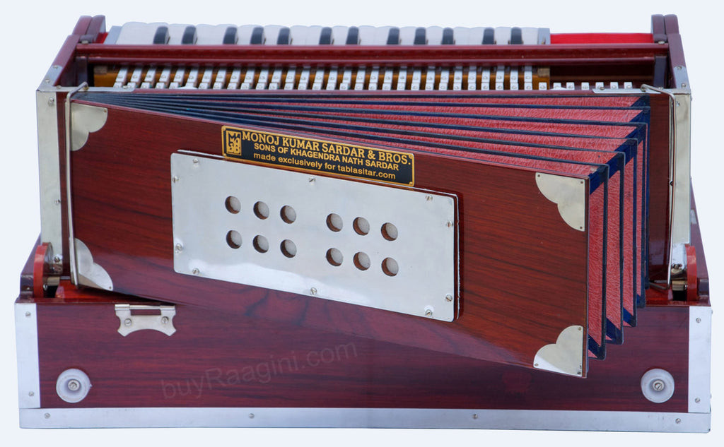 MONOJ K SARDAR Scale Changer Teak Harmonium, A440, 2 Reed, Concert BFD