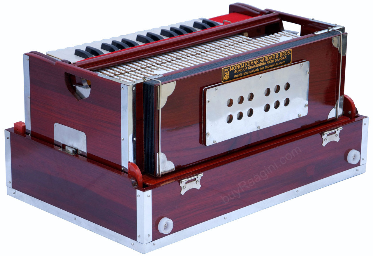 MONOJ K SARDAR Scale Changer Teak Harmonium, A440, 2 Reed, Concert BFD