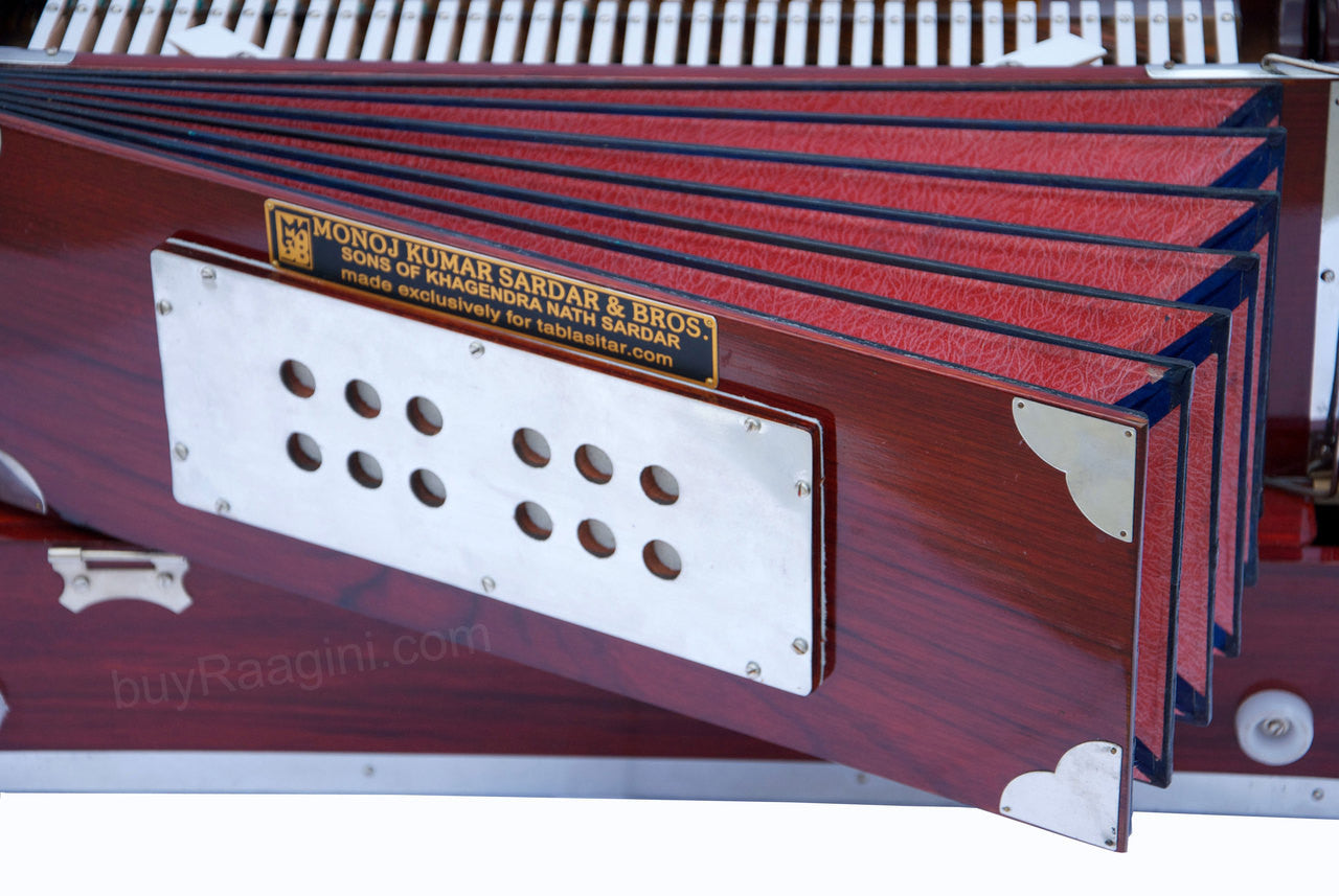 MONOJ K SARDAR Scale Changer Teak Harmonium, A440, 2 Reed, Concert BFD