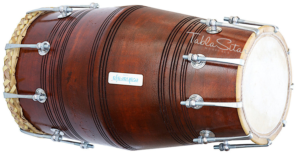 MAHARAJA Special Gajra Dholak (Dholki), Mango Wood, Spanner, Bag BGA