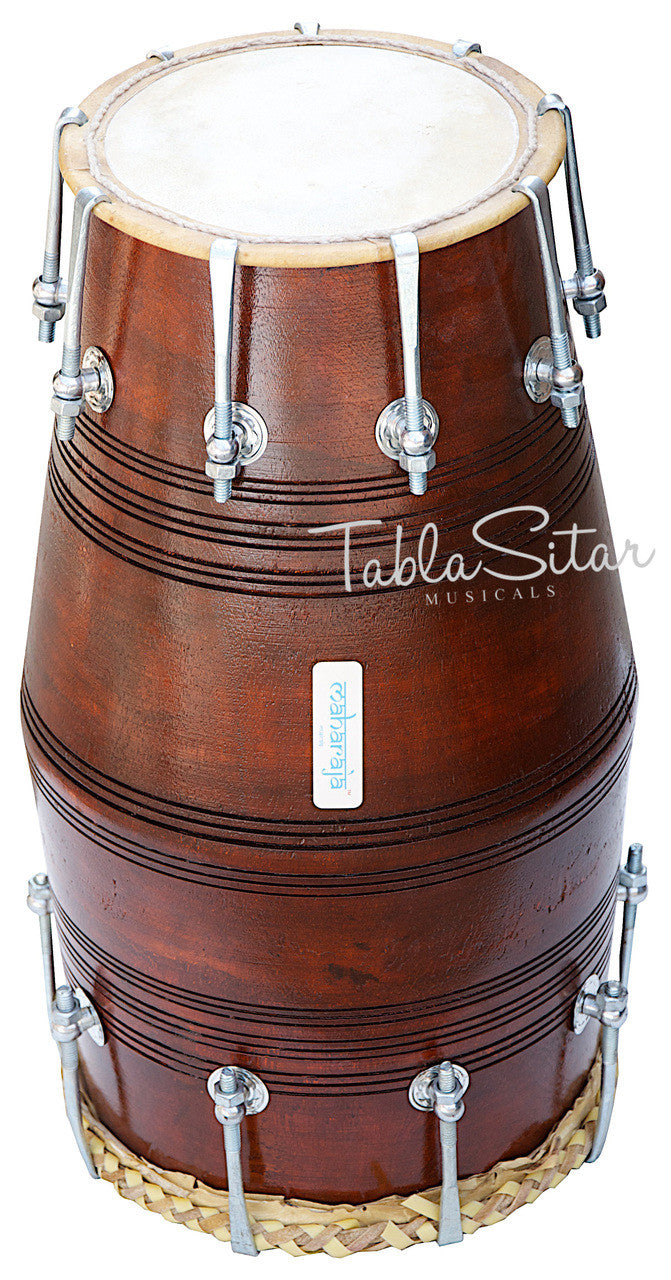 MAHARAJA Special Gajra Dholak (Dholki), Mango Wood, Spanner, Bag BGA