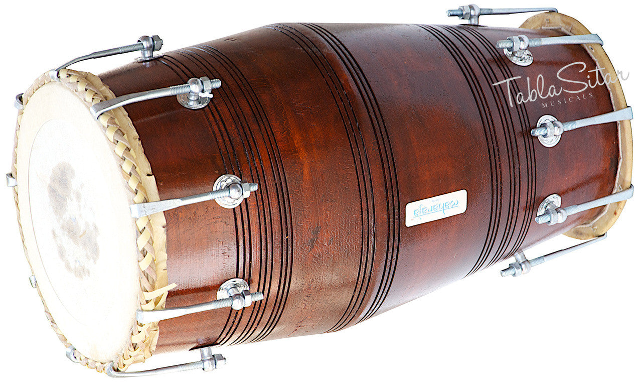 MAHARAJA Special Gajra Dholak (Dholki), Mango Wood, Spanner, Bag BGA