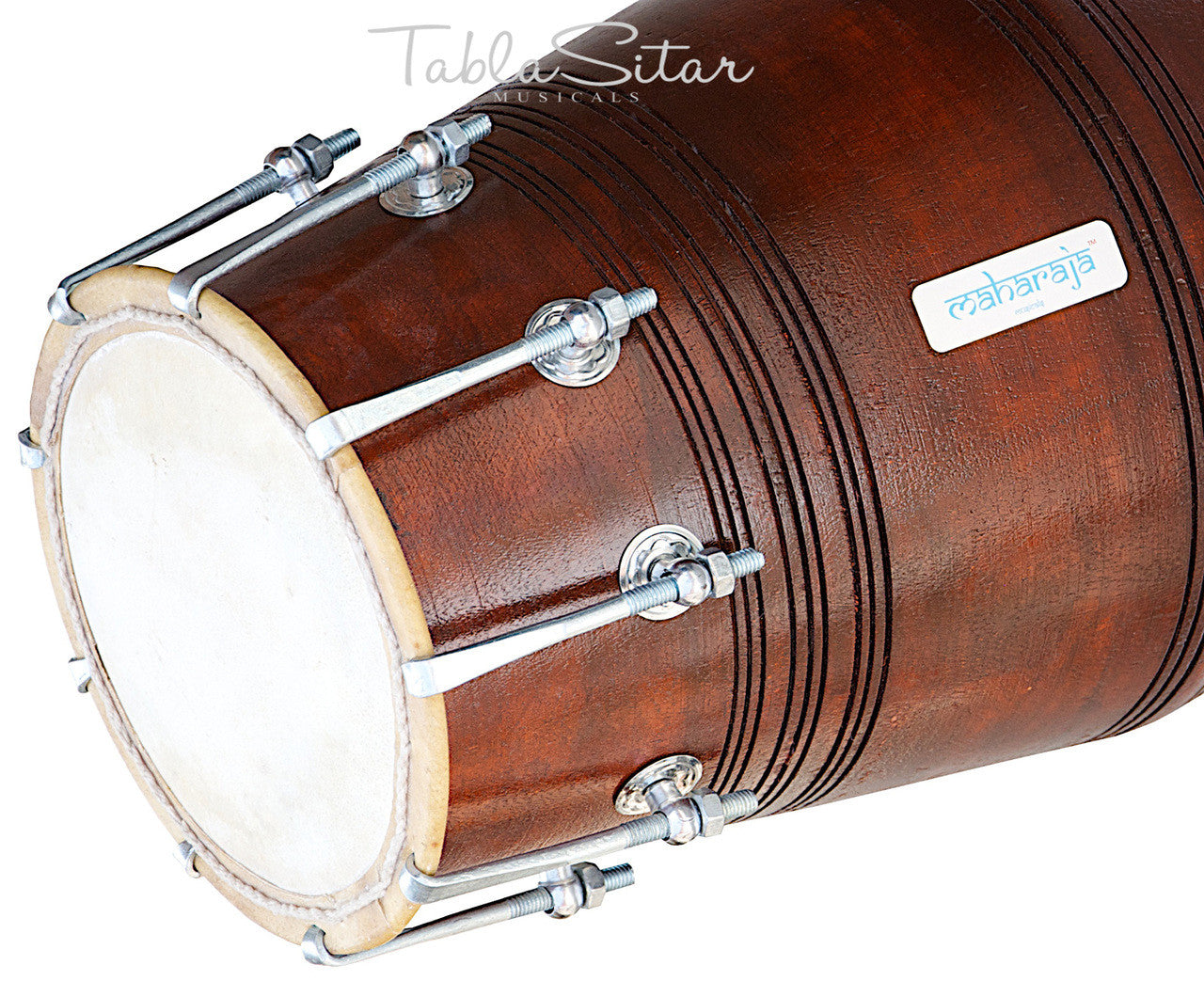 MAHARAJA Special Gajra Dholak (Dholki), Mango Wood, Spanner, Bag BGA
