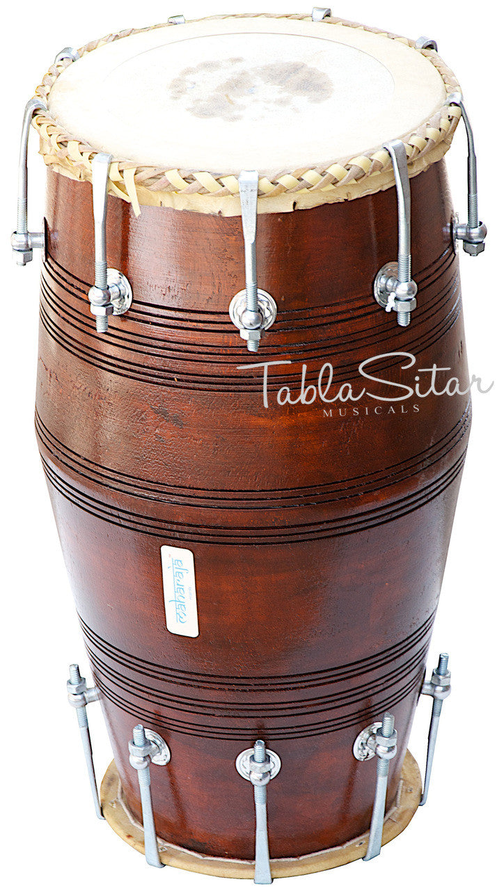 MAHARAJA Special Gajra Dholak (Dholki), Mango Wood, Spanner, Bag BGA