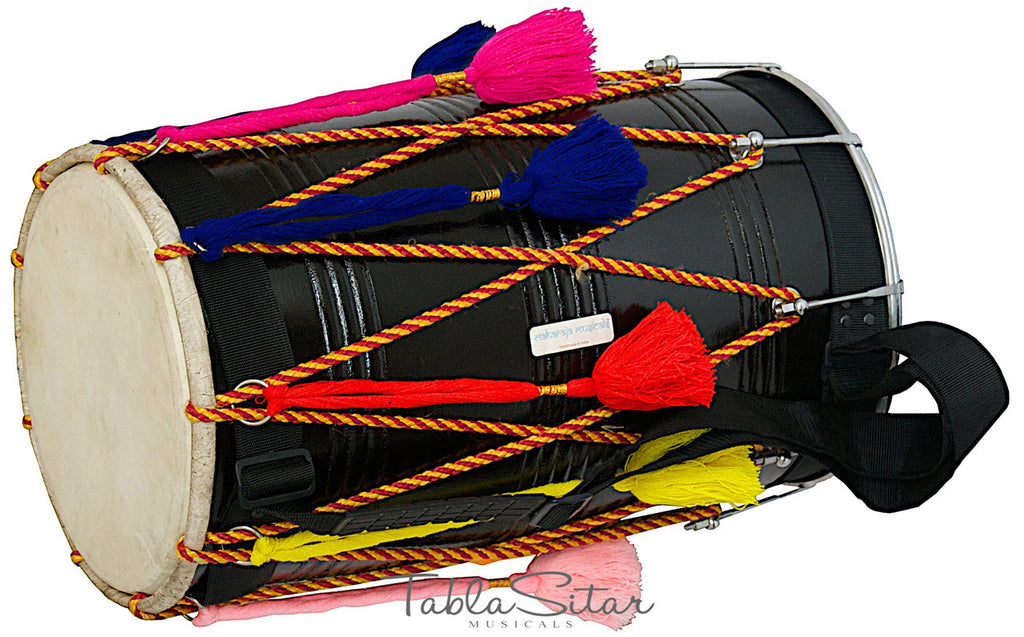 MAHARAJA Mango Wood Punjabi Bhangra Dhol, Black Color - CE