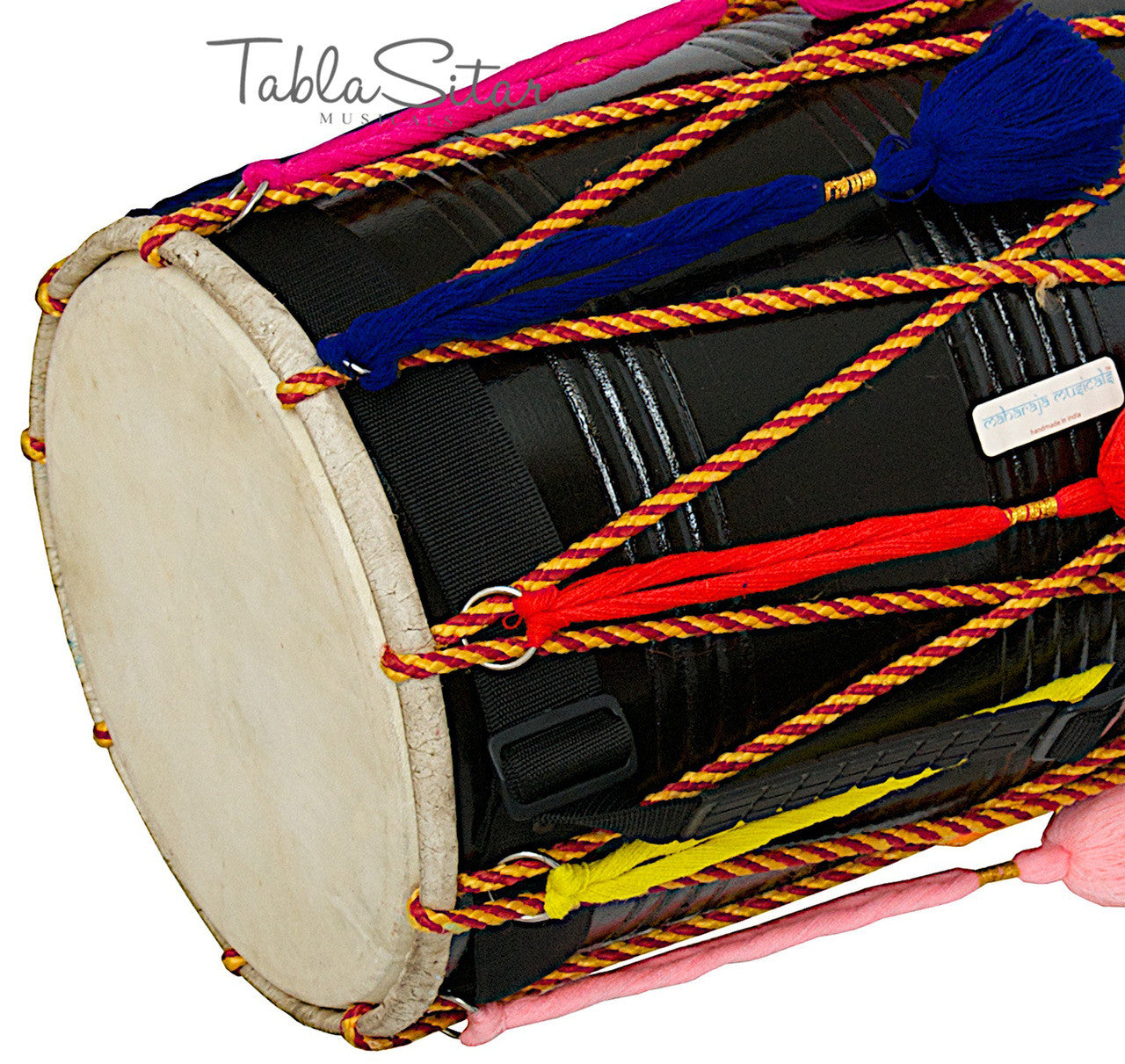 MAHARAJA Mango Wood Punjabi Bhangra Dhol, Black Color - CE