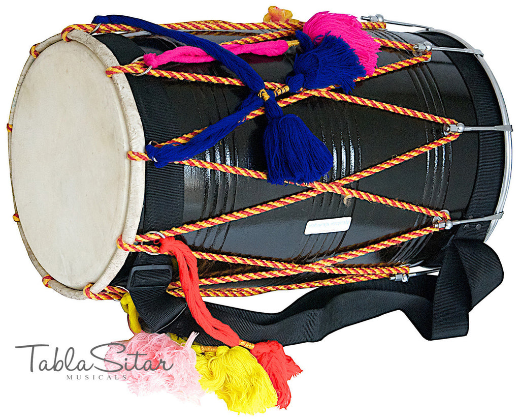 MAHARAJA Mango Wood Punjabi Bhangra Dhol, Black Color - CE