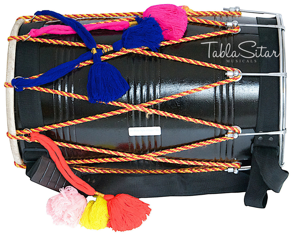 MAHARAJA Mango Wood Punjabi Bhangra Dhol, Black Color - CE
