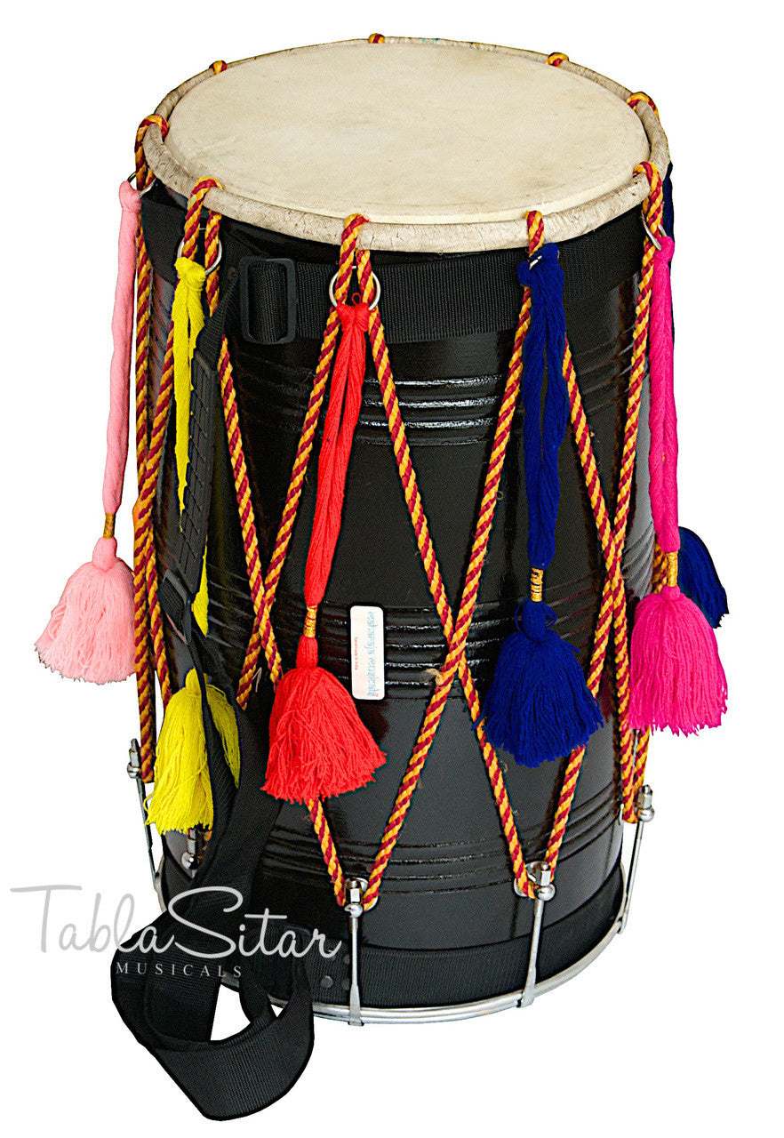 MAHARAJA Mango Wood Punjabi Bhangra Dhol, Black Color - CE