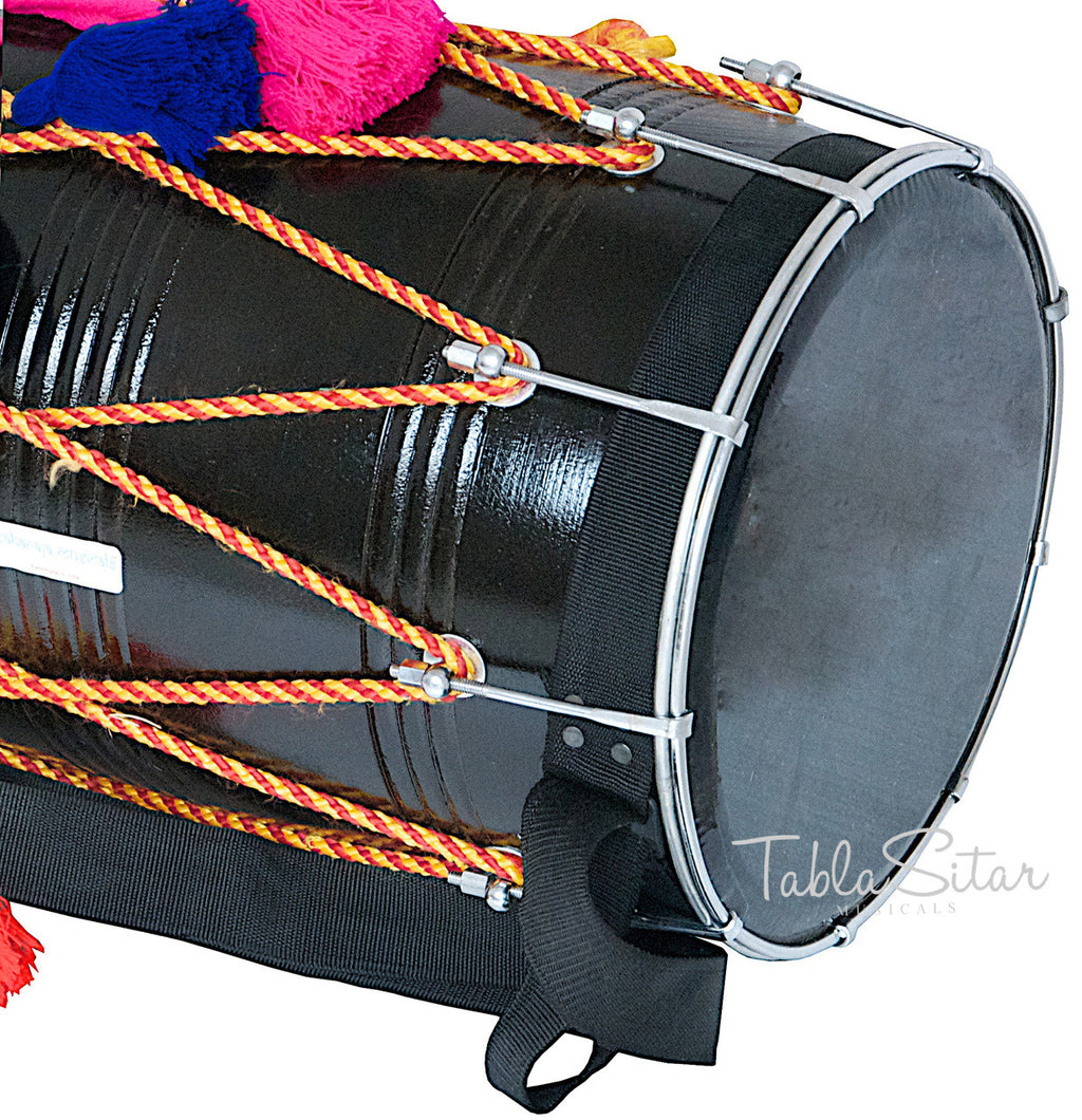 MAHARAJA Mango Wood Punjabi Bhangra Dhol, Black Color - CE