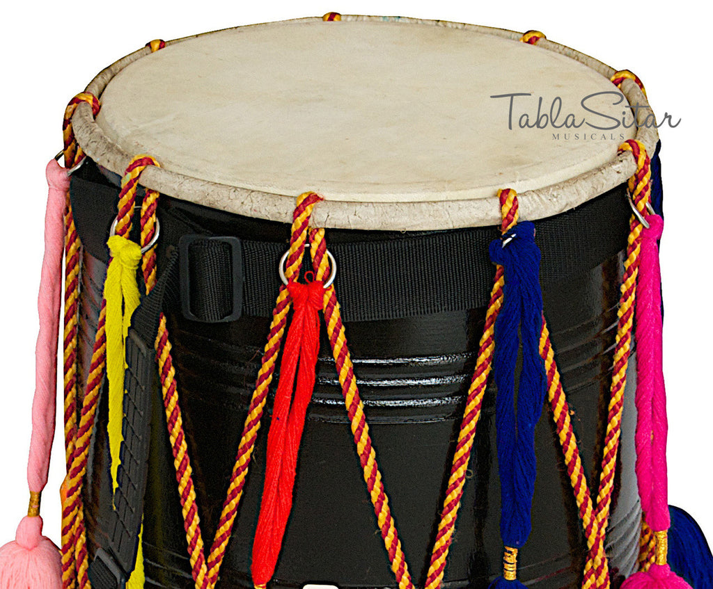 MAHARAJA Mango Wood Punjabi Bhangra Dhol, Black Color - CE