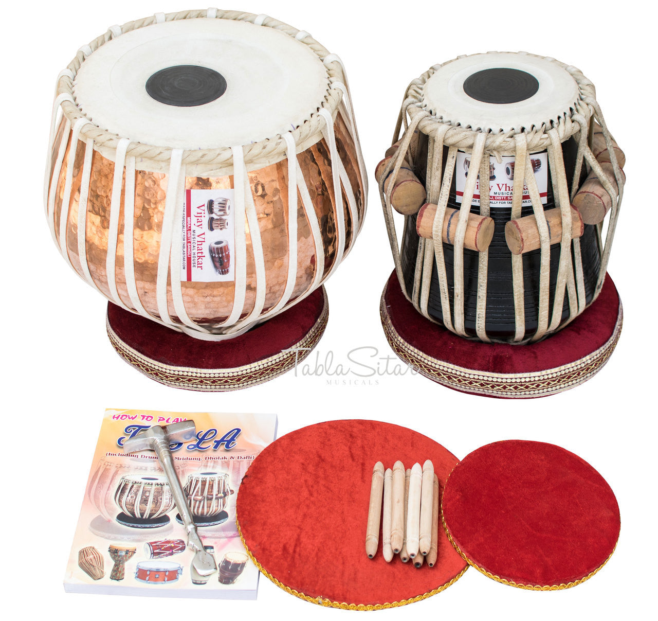 V VHATKAR Tabla, 4KG Designer Lacquer Copper Bayan, Shisham Dayan DCA