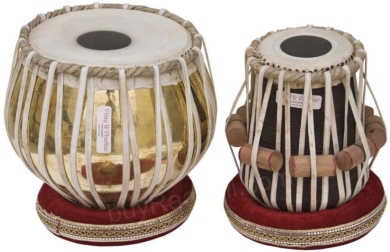 V VHATKAR Chromed Tabla, 4KG Brass Bayan, Shisham Dayan, Hammer - DCB