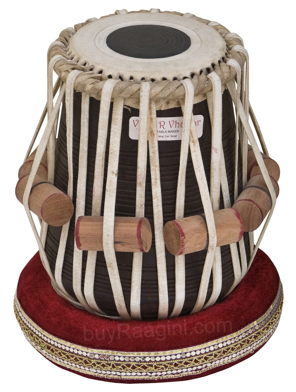 V VHATKAR Chromed Tabla, 4KG Brass Bayan, Shisham Dayan, Hammer - DCB