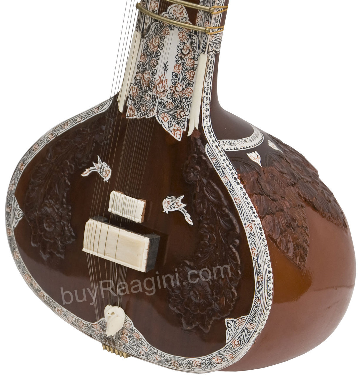 MAHARAJA Sitar, Ravi Shankar Style, Wood Carving, Fiber Case DE