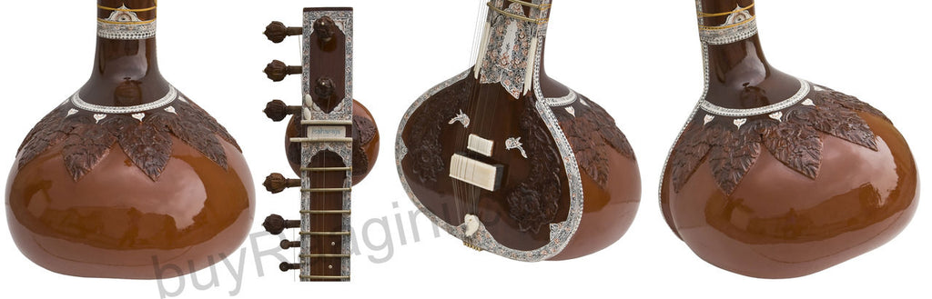 MAHARAJA Sitar, Ravi Shankar Style, Wood Carving, Fiber Case DE